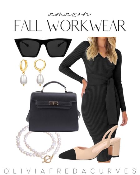 Midsize Curvy Amazon Fall Workwear Outfit Ideas - sweater dress - slingback kitten heels - dainty jewelry - vintage sunglasses - work bag - fall workwear - work outfits

#LTKmidsize #LTKworkwear #LTKfindsunder50