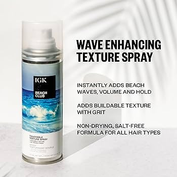 IGK BEACH CLUB Touchable Texture Spray | Hold + Volume + Lightweight | Vegan + Cruelty Free | | Amazon (US)