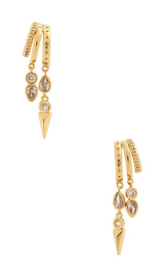 Royal Crystal Drop Earrings in Clear Crystal & Gold | Revolve Clothing (Global)