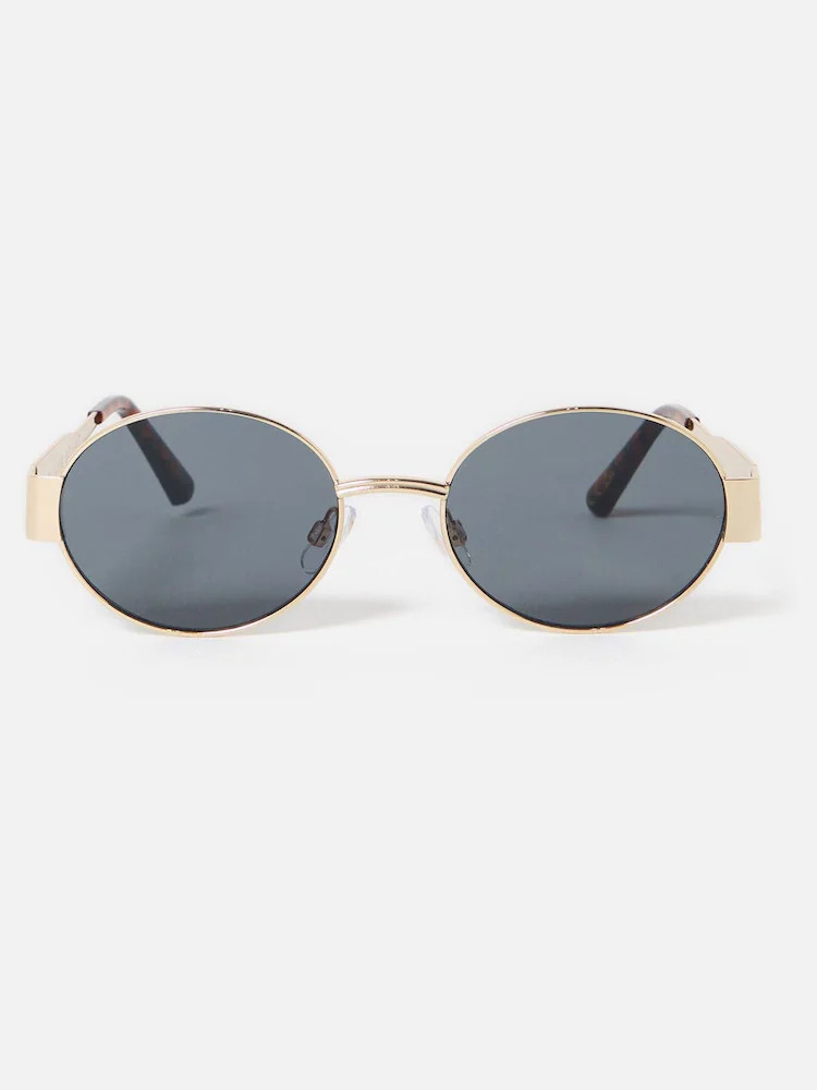 Oliver Bonas Gold Gold Tone Metal Oval Sunglasses | Next EU