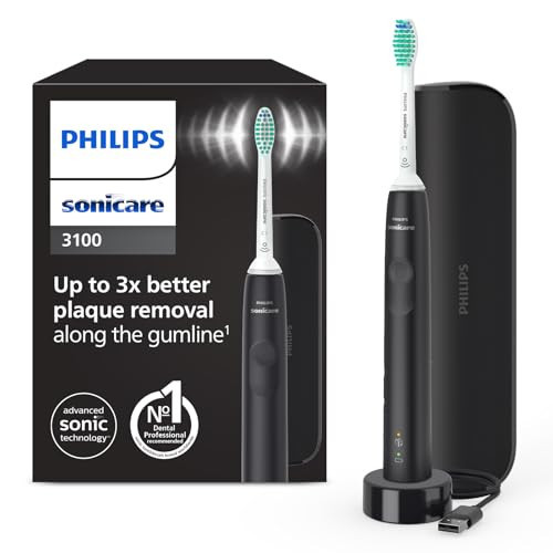 Philips Sonicare 3100 Electric Toothbrush, Sonic Toothbrush, Pressure Sensor and Timer, Travel Case, Black, HX3673/14 | Amazon (UK)