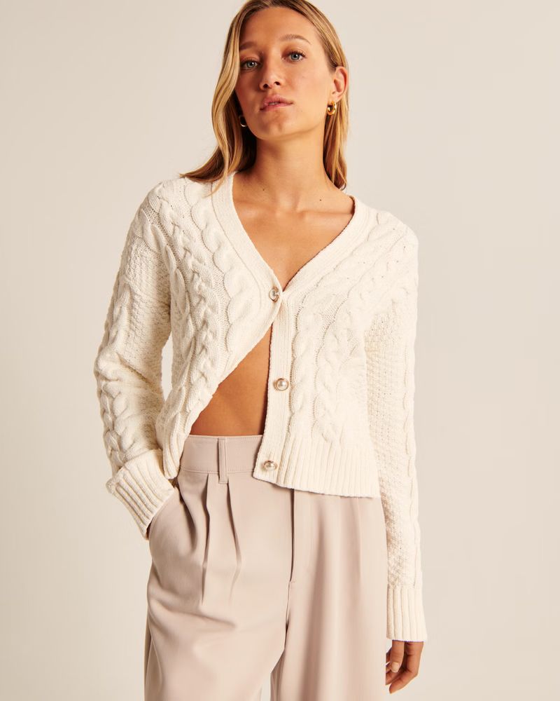 Women's Chenille Short Cardigan | Women's 30% Off Almost All Sweaters & Fleece | Abercrombie.com | Abercrombie & Fitch (US)