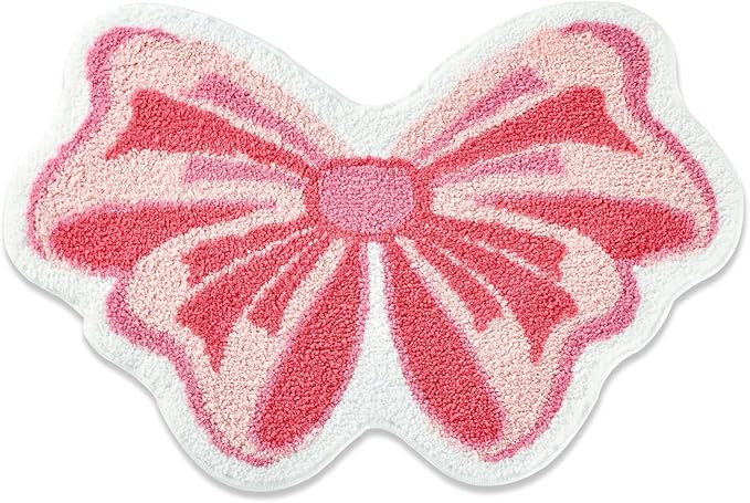 LSYESDLA Pink Bow Bathroom Rug, Soft Tufted Plush Washable Non-Slip Kawaii Bow Bath Mat, Bedroom ... | Amazon (US)