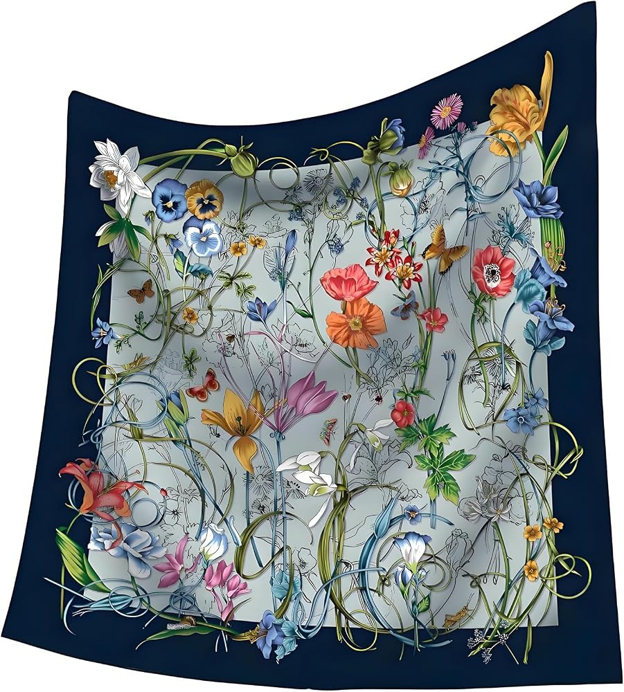 Premium Floral Scarf for Women 35x35 Square Silk Feel-Lightweight Scarves Headscarf Bandanas Wrap... | Amazon (US)