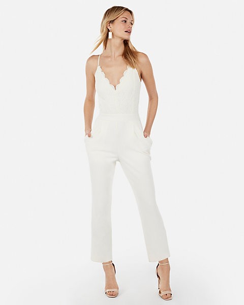 lace bodice cami jumpsuit | Express