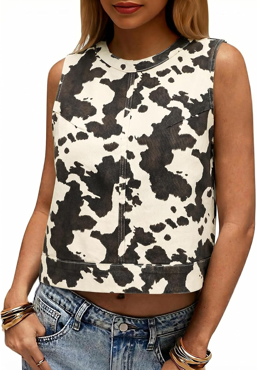 Cicy Bell Womens Summer Denim Tank Tops Sleeveless Cropped Jean Vests | Amazon (US)