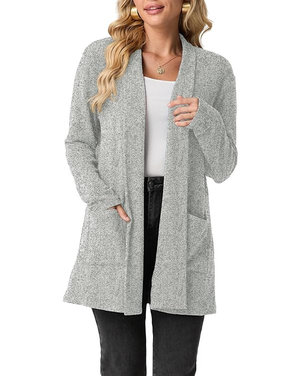 GRECERELLE Womens 2025 Fall Winter Casual Shawl Neck Long Sleeve Relaxed Fit Open Front Cardigan ... | Amazon (US)