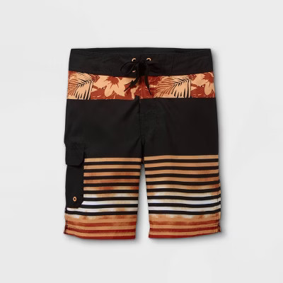 Boys' Floral Striped Board Shorts - art class™ Orange | Target