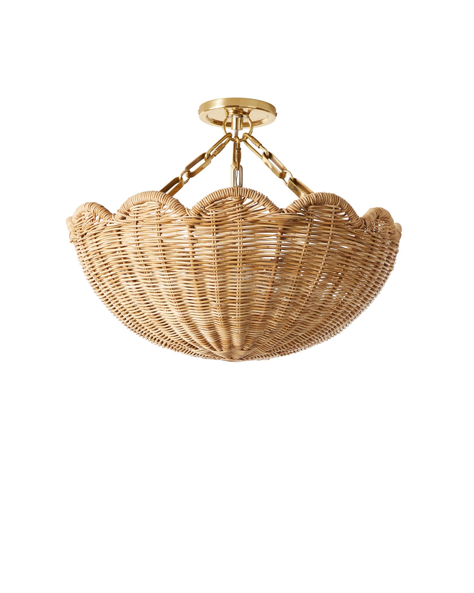 Scallop Rattan Semi Flushmount | Serena and Lily