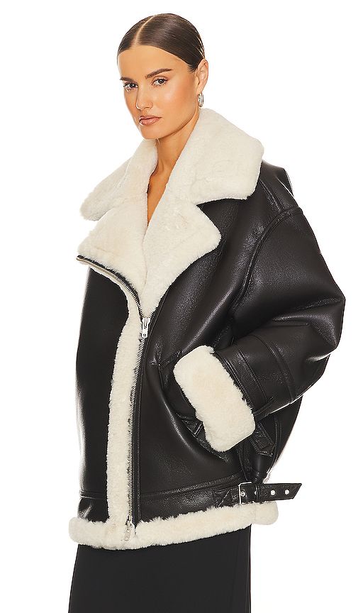 80s Oversized Faux Shearling Jacket in Black | Revolve Clothing (Global)