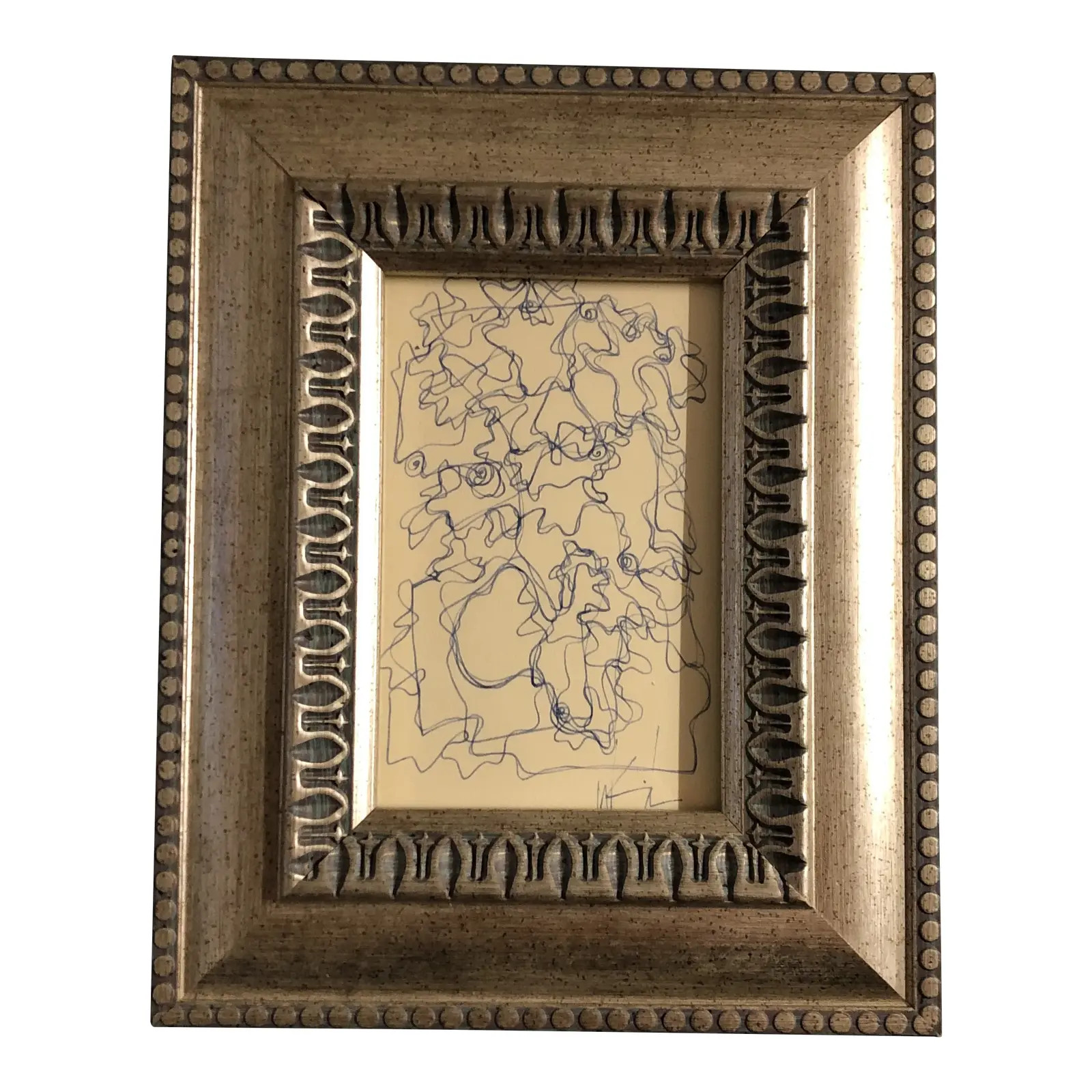 Original Small Wayne Cunningham Vintage Abstract Ink Drawing Framed | Chairish