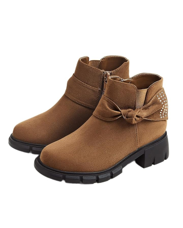 Coutgo Girls Ankle Boots Low Block Heel Glitter Bowknot Zipper Chelsea Booties Little Kid Big Kid... | Amazon (US)