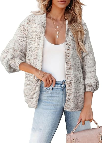 Sidefeel Womens 2023 Winter Long Sleeve Lapel Open Front Cardigan Casual Lightweight Soft Fuzzy K... | Amazon (US)