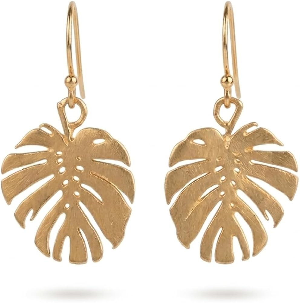 Palm Leaf Dangle Earrings for Women - Lightweight Gold Botanical Jewelry, Handmade Nature-Inspire... | Amazon (US)