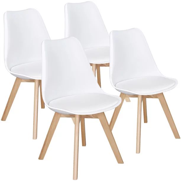 SmileMart 4PCS Modern Upholstered Dining Chairs with Beech Wood Legs for Dining Room, White - Wal... | Walmart (US)