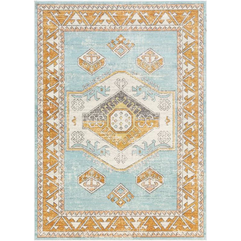 Prudenville Southwestern Aqua Indoor / Outdoor Area Rug | Wayfair North America