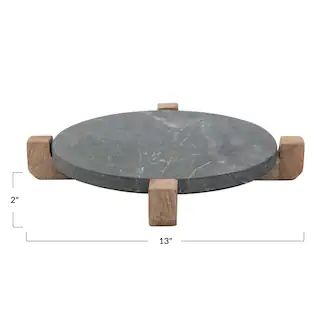 Black & Natural Marble Serving Board with Mango Wood Stand Set | Michaels Stores