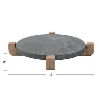 Black & Natural Marble Serving Board with Mango Wood Stand Set | Michaels Stores