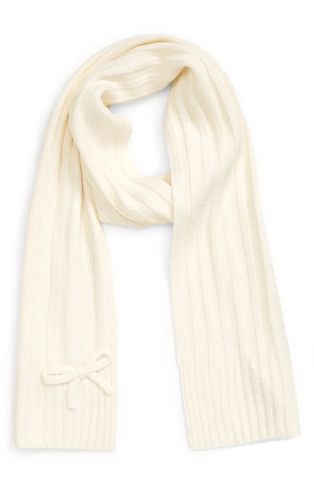 kate spade new york metallic bow knit scarf in French Cream at Nordstrom | Nordstrom Canada