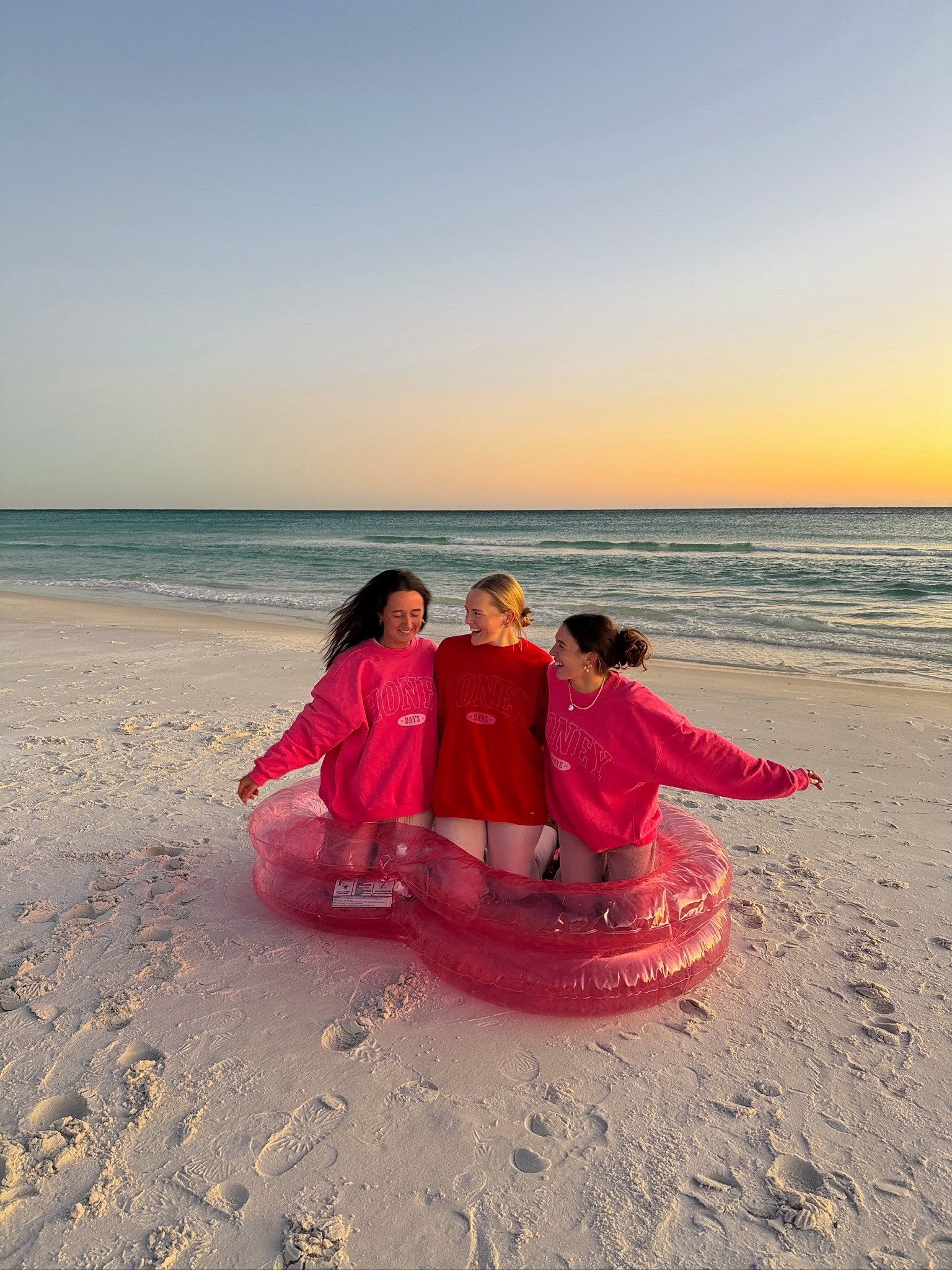 The cutest matching girls beach outfits 💗🌊

Wearing these Honey Swim crewnecks paired with the most fun inflatable heart pool — perfect for beach days, bachelorette trips, girls weekends, and sunset photos.

Such a fun idea for a girls trip outfit or beach photo moment ✨


#LTKSeasonal #LTKTravel #LTKootd