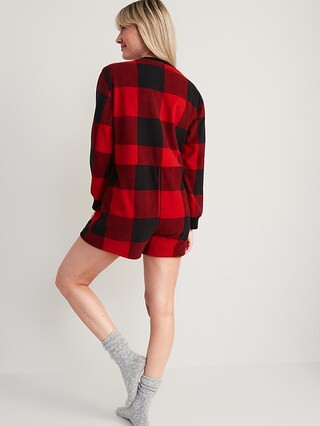 Fleece Henley Pajama Romper -- 3.5-inch inseam | Old Navy (US)