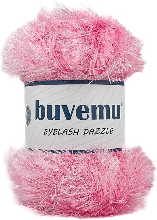 Eyelash Dazzle Yarn, Metallic Sparkle Fun Fur, Pink - Iridescent | Amazon (US)