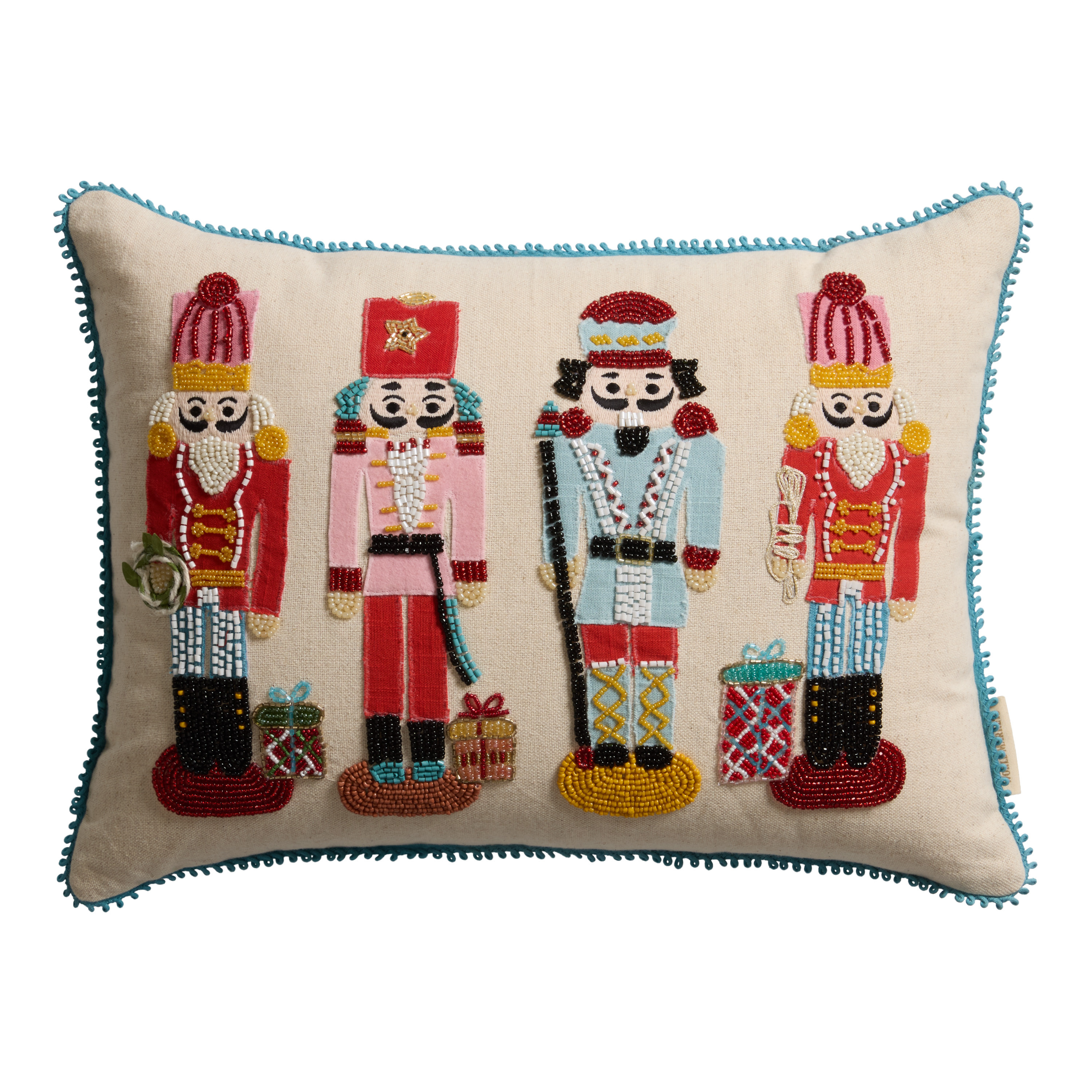 Multicolor Nutcracker Beaded Lumbar Pillow | World Market