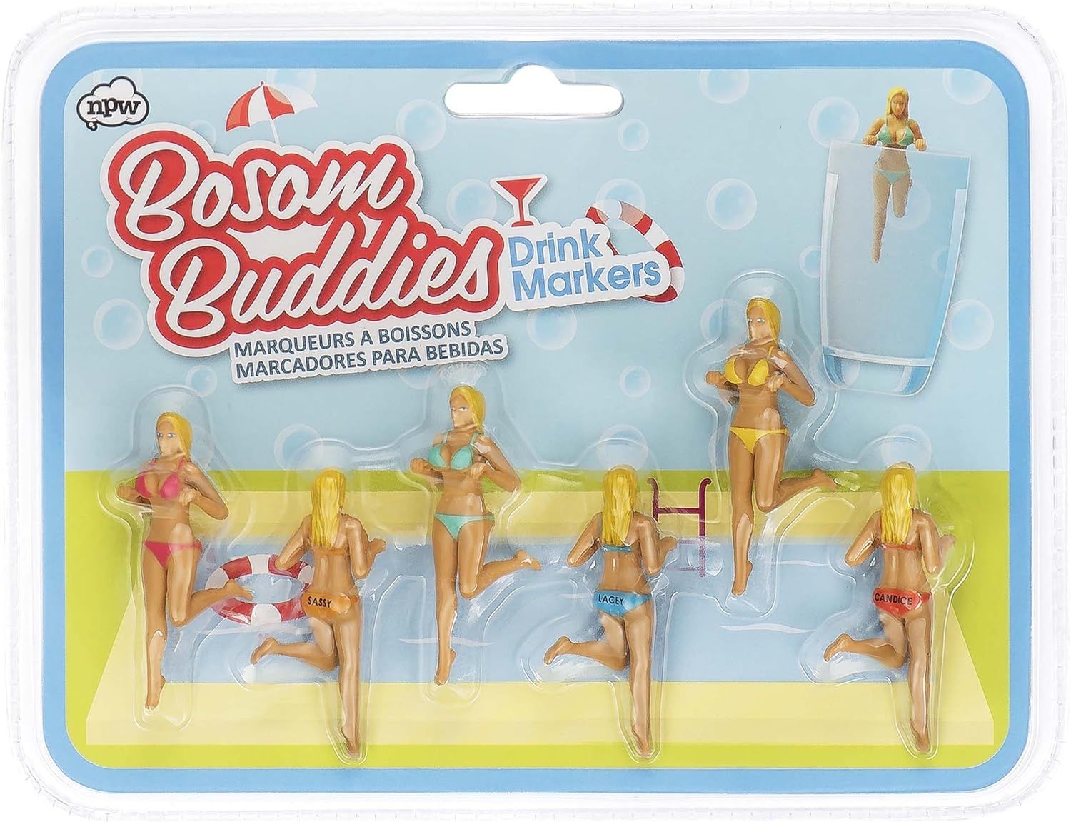 NPW Bosom Buddies Cocktail/Wine Glass Markers, 6-Count | Amazon (US)