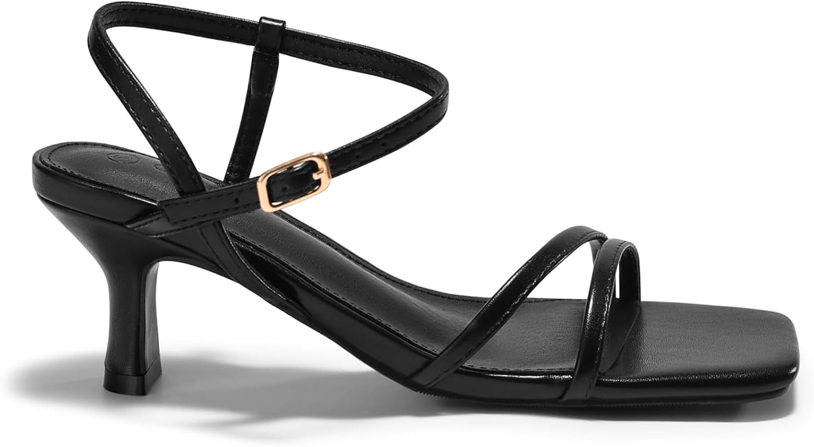 Coutgo Womens Strappy Low Kitten Heels Square Open Toe Sandals Ankle Strap Comfortable Summer Dre... | Amazon (US)