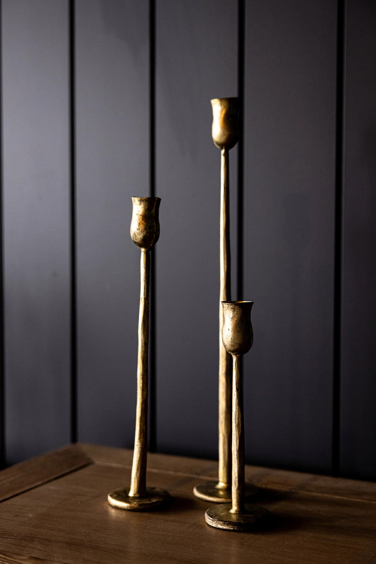 Gold Brush Iron Candlestick | Luxe B Co