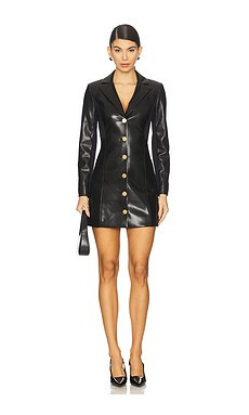 Alice + Olivia Michelle Fitted Vegan Leather Blazer Dress in Black from Revolve.com | Revolve Clothing (Global)