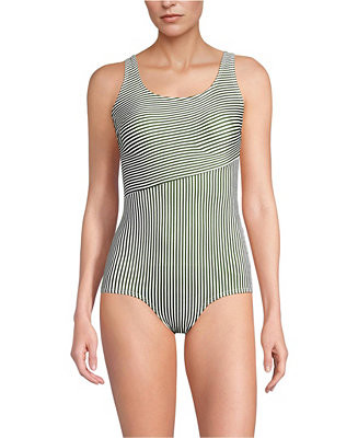Lands' End Women's Scoop Neck Tugless Sporty One Piece Swimsuit - Macy's | Macy's