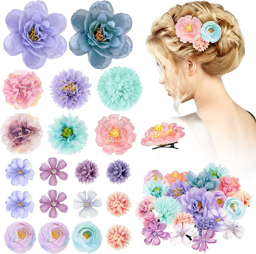 BBTO 21 Pcs Flower Hair Clip Rose Hair Clips Barrettes for Women Flower Accessories Boho Bride Cl... | Amazon (US)