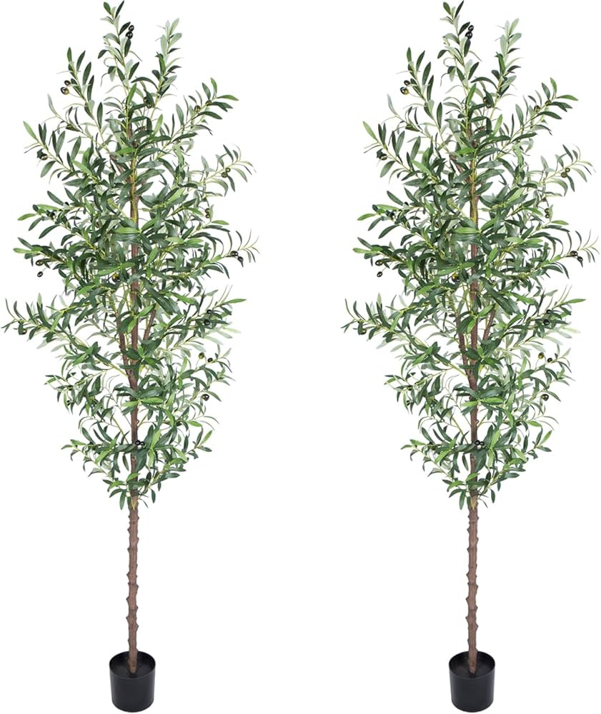 7FT Faux Olive Tree 1048 Leaves and 40 Fruits with Pot 84in Fake Silk Plant for Home Decor Indoor... | Amazon (US)