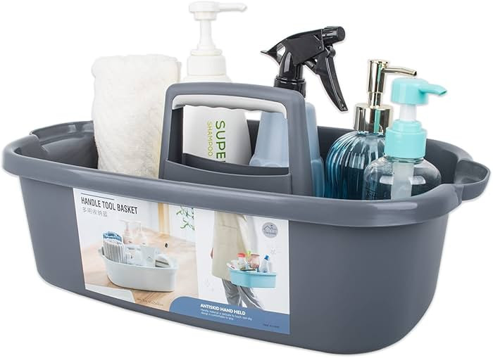 JiatuA Large Plastic Cleaning Supplies Caddy Dark Gray for Bathroom Kitchen Bedroom College Dorm ... | Amazon (US)