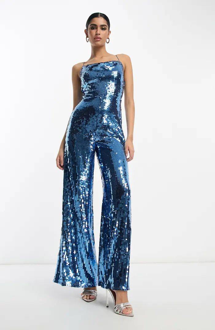 Sequin Cowl Neck Wide Leg Jumpsuit | Nordstrom