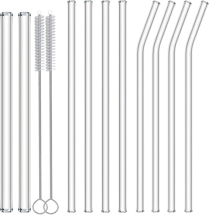 Nafender 10-Pack Glass Straws Reusable Drinking Straw Including 4 Straight and 4 Bent Straws & 2 ... | Amazon (CA)
