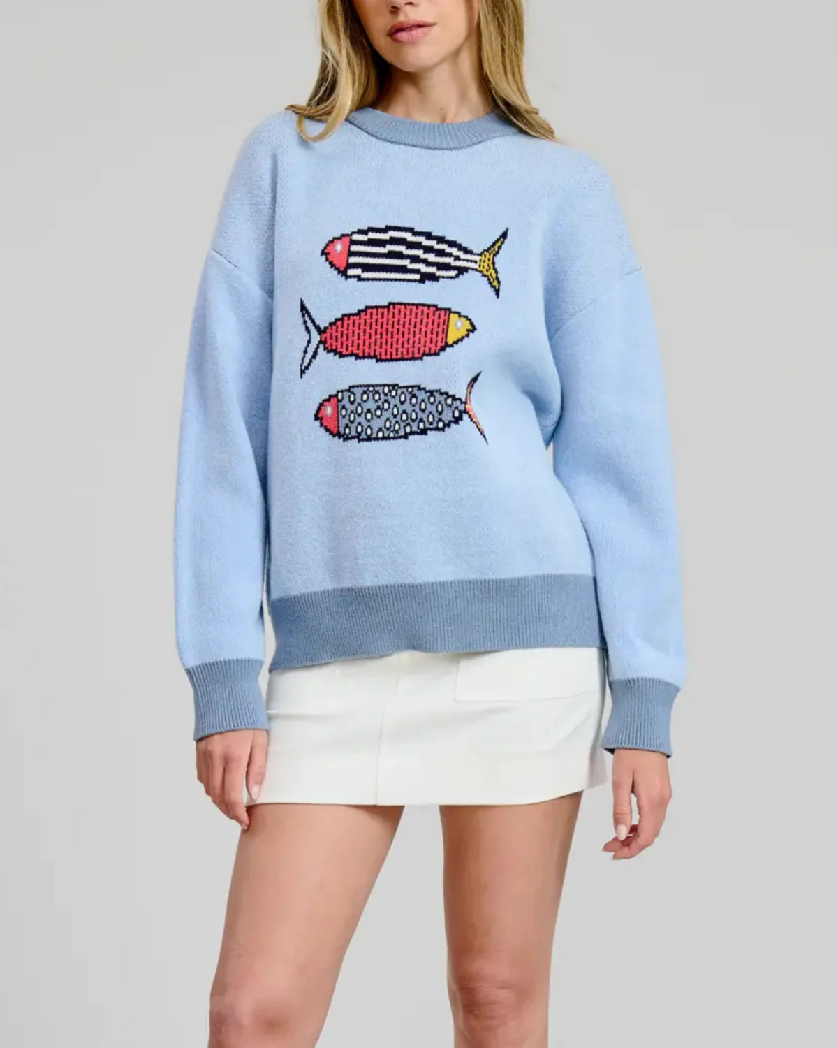 Happy Sardines Blue Sweater Medium | ish Boutique