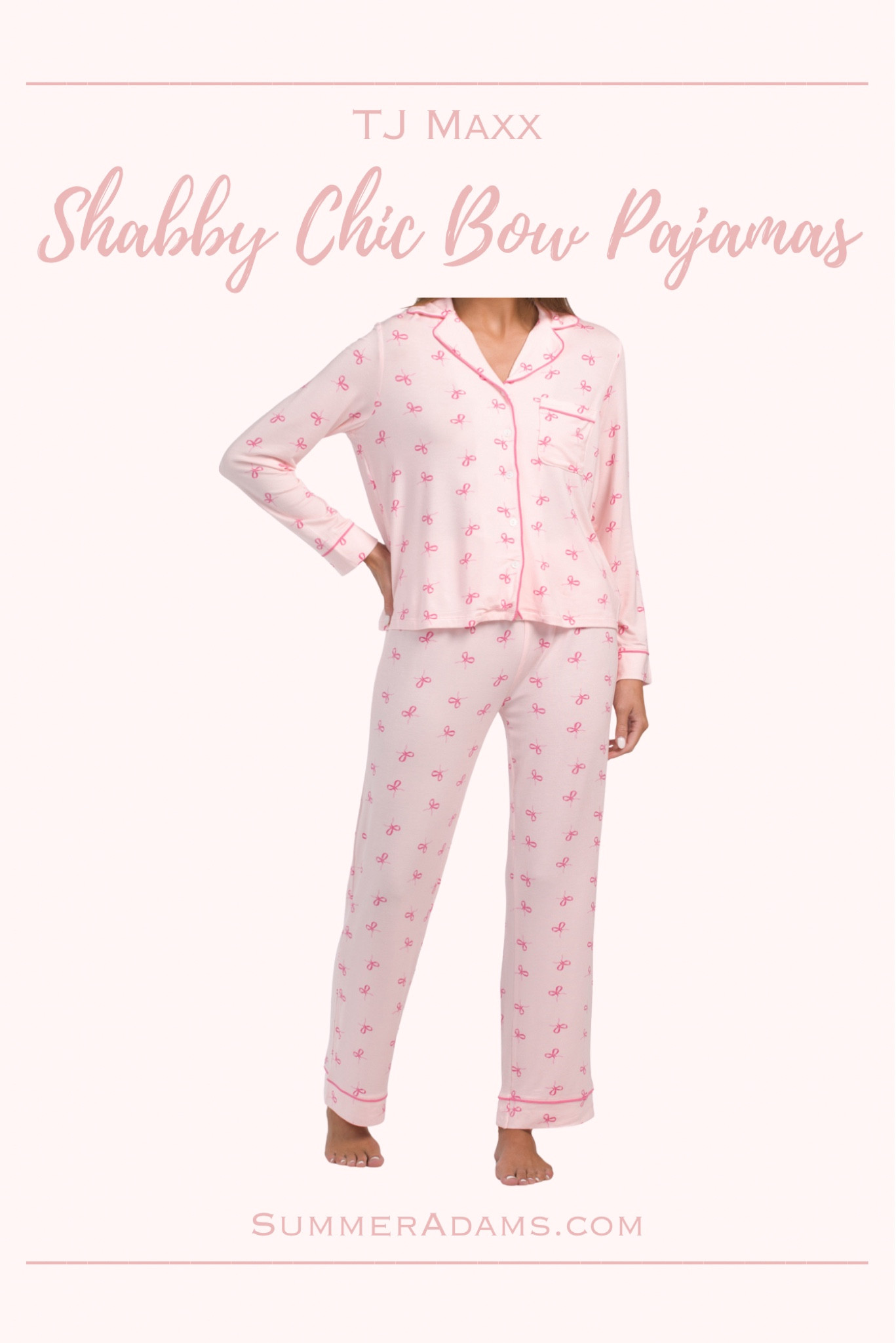 Cutest pink shabby chic bow pajamas for women. Buy one for you and buy one for a friend or a sister or a mom. They make a great gift!

#LTKGiftGuide #LTKStyleTip #LTKFindsUnder50