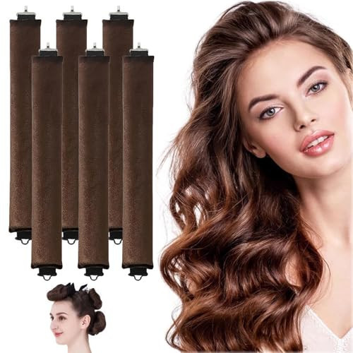 6-Piece Set Of Lazy Curlers - Heatless Overnight Blowout Rods, Curling Rods, DIY Hair Styling Tools | Amazon (UK)