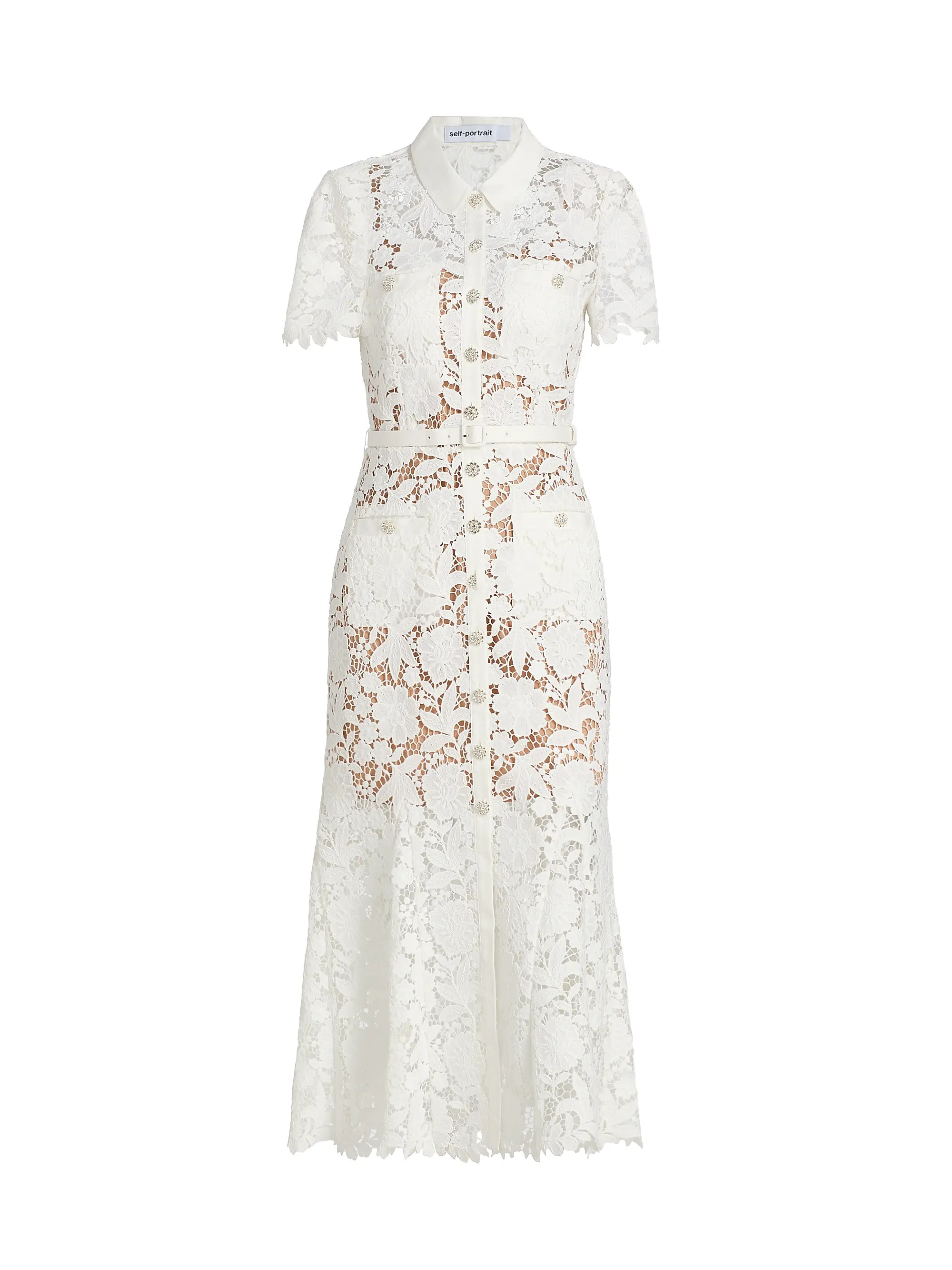 Tie-Waist Lace A-Line Midi-Shirtdress | Saks Fifth Avenue