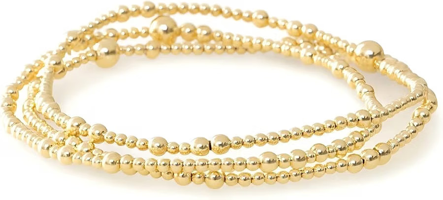 Gold Bracelets for Women, Beaded Cross Stack, Non Tarnish Set\uff0cSet-1 | Amazon (US)