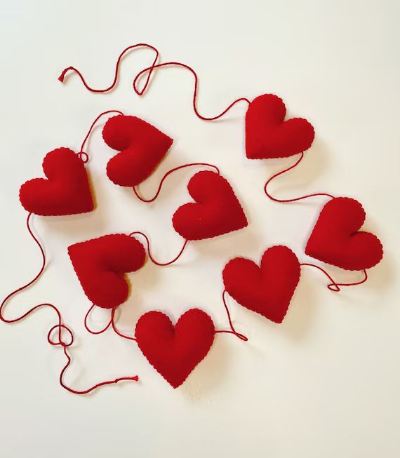 Handmade Felt Heart Shaped Garland Banting Banner Valentines | Etsy | Etsy (US)