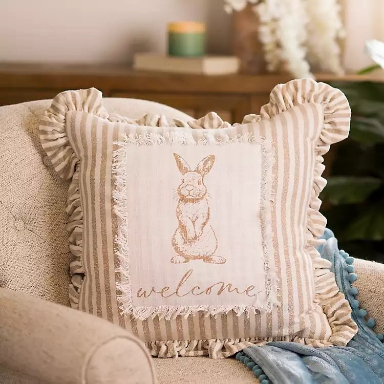 Celebrate Easter with this Striped Welcome Bunny Ruffle Pillow. Accented with ruffled trim, it adds the perfect spring charm to your sofa or accent chair

#LTKselfcare #LTKHome #LTKSeasonal