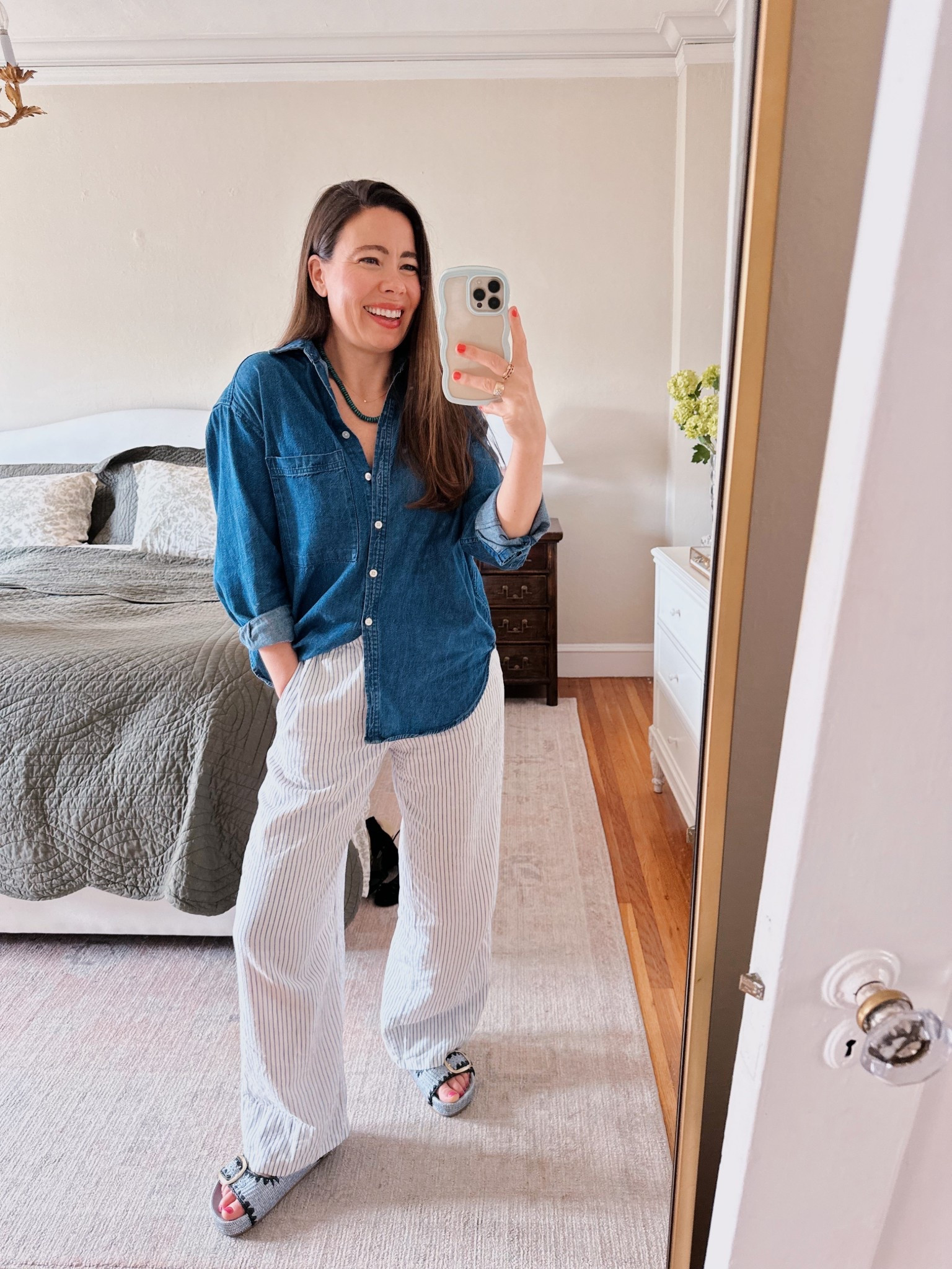 AyR Denim Top, Gap Linen Stripe Pants, Loeffler Randall Birkenstocks

#LTKSummerEdit #LTKStyleTip #LTKSeasonal