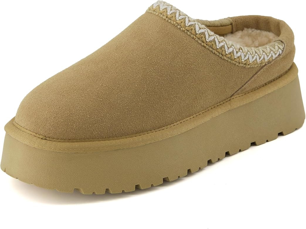 CUSHIONAIRE Women’s Kabuki Genuine Suede Platform Mule Slippers with Memory Foam, Indoor/Outdoo... | Amazon (US)