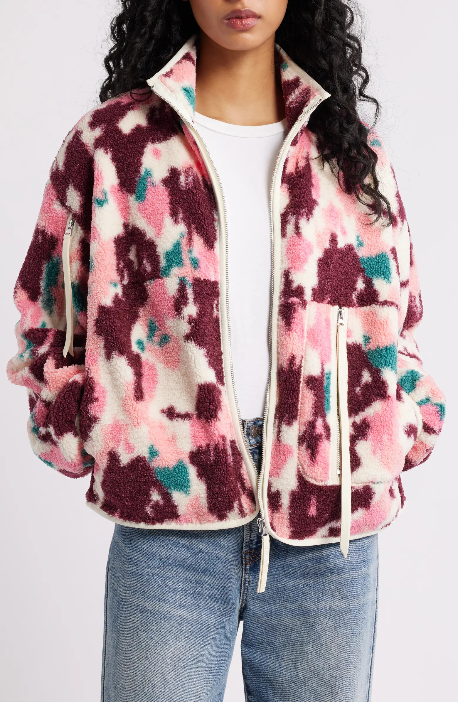Marlene Splatter Print Fleece Jacket | Nordstrom