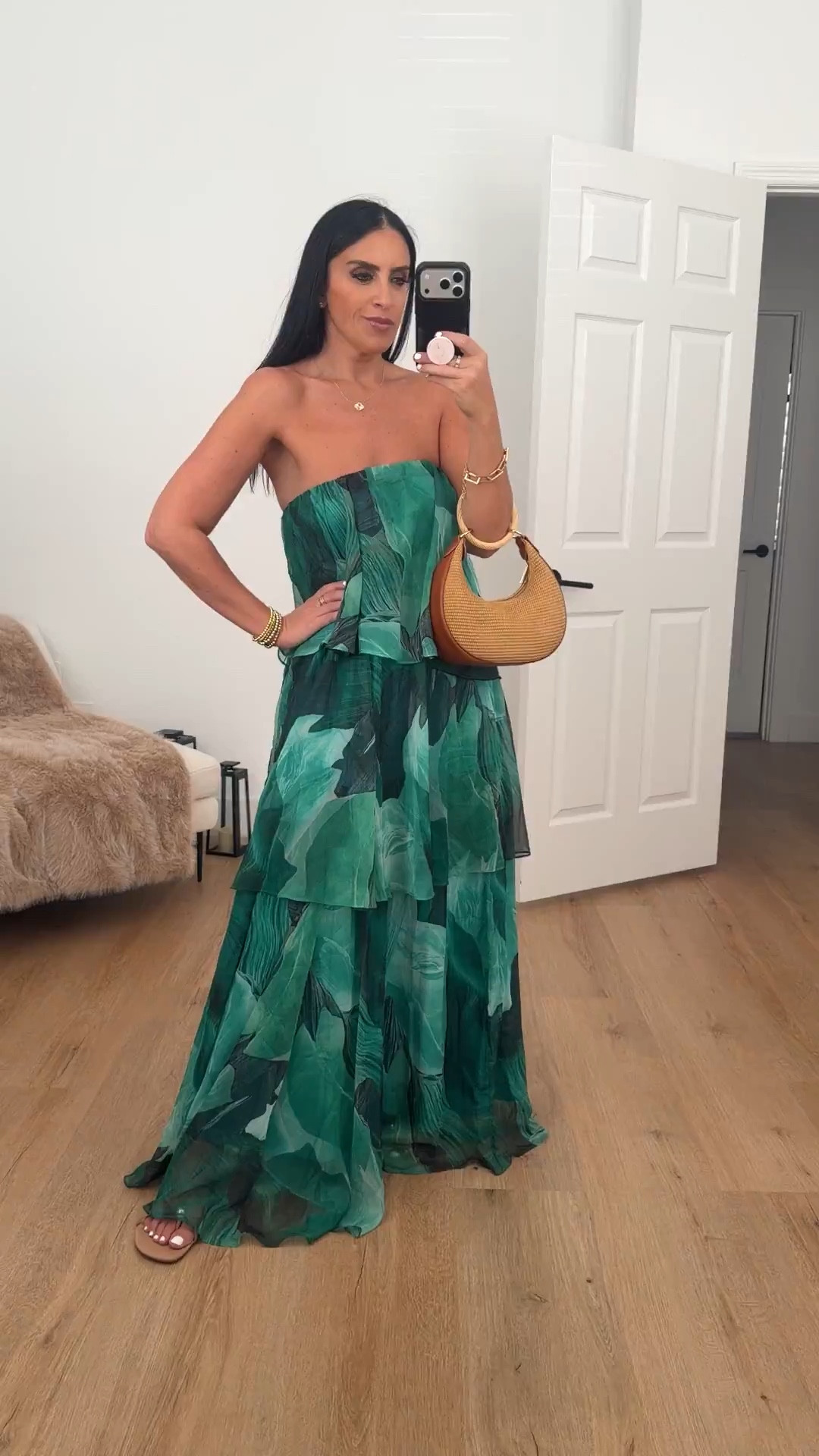 Bloom Strapless Tiered Chiffon Maxi Dress now 25% off