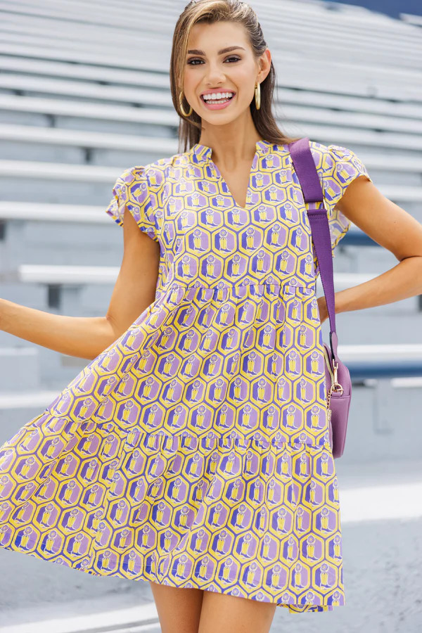 Briton Court: Walk On Yellow Boot Print Dress | The Mint Julep Boutique