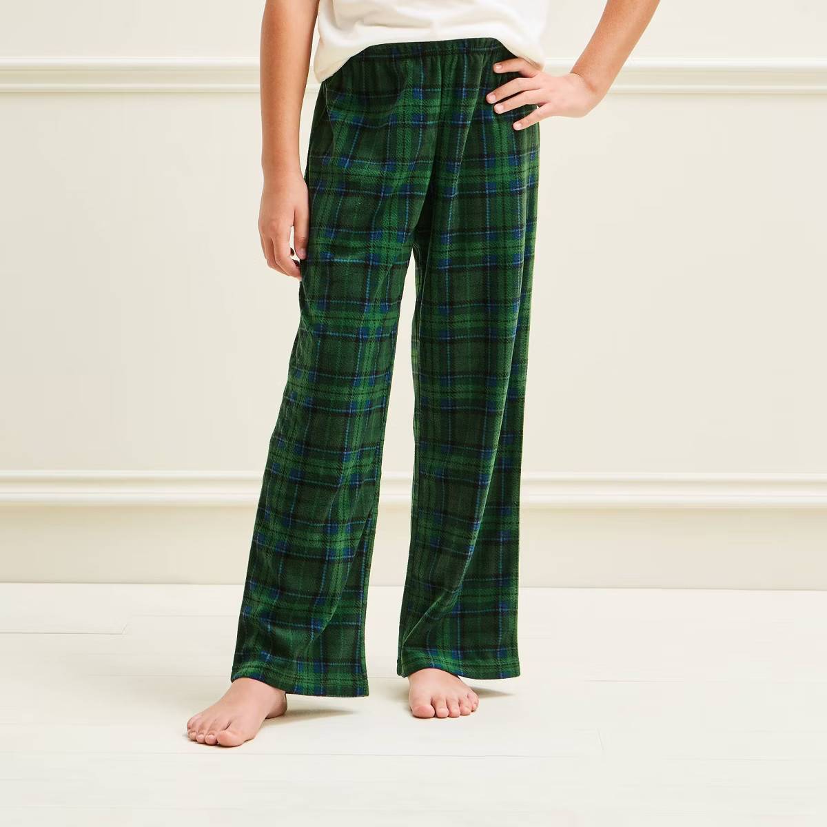 Kids' Holiday Plaid Microfleece Matching Family Pajama Pants - Wondershop\u2122 Green XL | Target